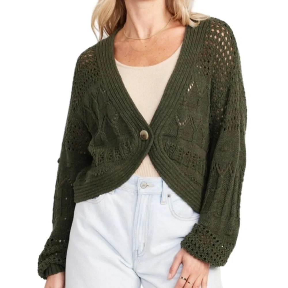 🖤New Open-Stitch Cropped Cardigan Sweater🖤